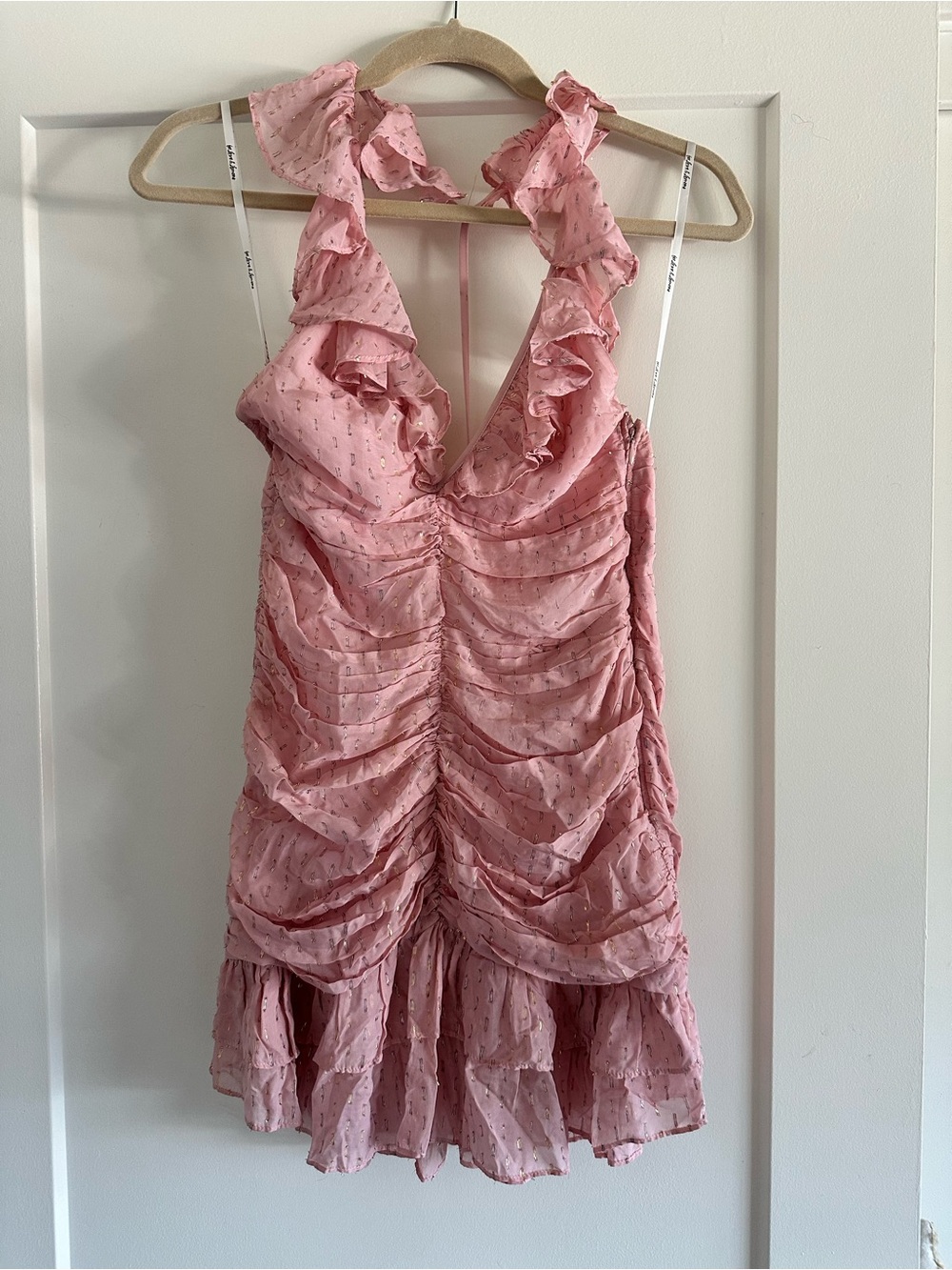 For Love & Lemons Chantal Pink Gold Sequin Mini Dress - Small - Picture 3 of 7